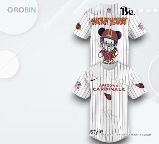 Special Mickey Mouse Design Arizona Cardinals Baseball Jersey Shirt Style