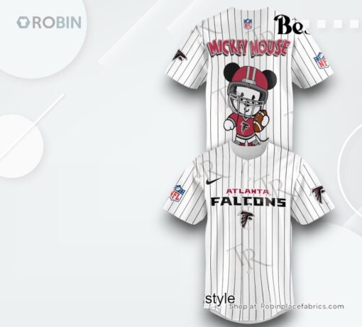 Special Mickey Mouse Design Atlanta Falcons Baseball Jersey Shirt Style