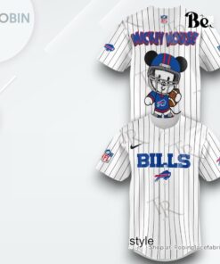 Special Mickey Mouse Design Buffalo Bills Baseball Jersey Shirt Style