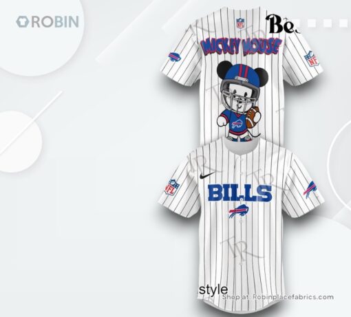 Special Mickey Mouse Design Buffalo Bills Baseball Jersey Shirt Style