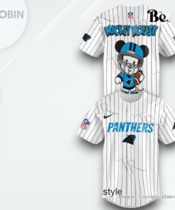 Special Mickey Mouse Design Carolina Panthers Baseball Jersey Shirt Style