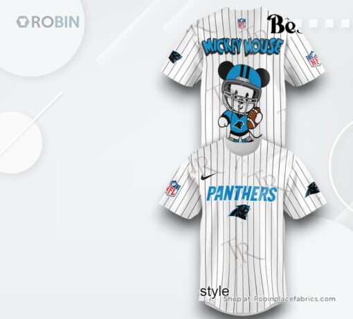Special Mickey Mouse Design Carolina Panthers Baseball Jersey Shirt Style