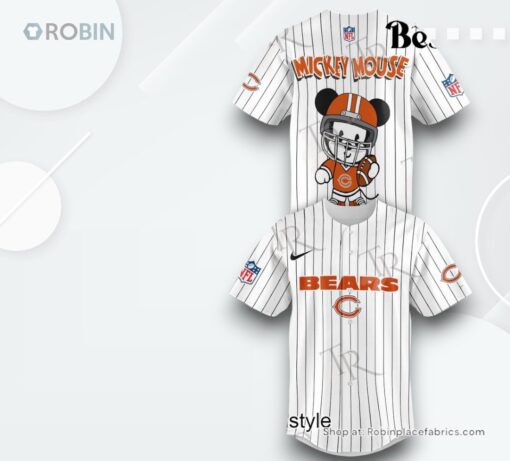 Special Mickey Mouse Design Chicago Bears Baseball Jersey Shirt Style