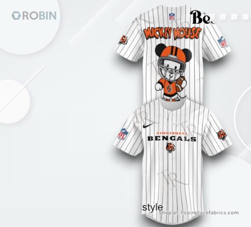 Special Mickey Mouse Design Cincinnati Bengals Baseball Jersey Shirt Style