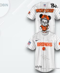 Special Mickey Mouse Design Cleveland Browns Baseball Jersey Shirt Style