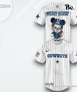 Special Mickey Mouse Design Dallas Cowboys Baseball Jersey Shirt Style