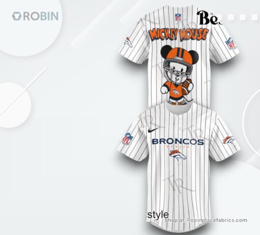 Special Mickey Mouse Design Denver Broncos Baseball Jersey Shirt Style