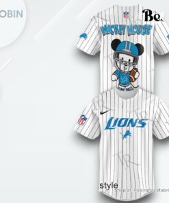 Special Mickey Mouse Design Detroit Lions Baseball Jersey Shirt Style