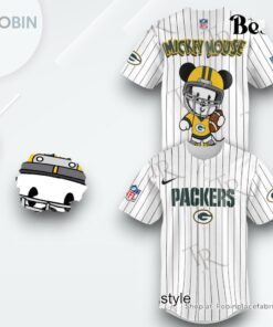 Special Mickey Mouse Design Green Bay Packers Baseball Jersey Shirt Style