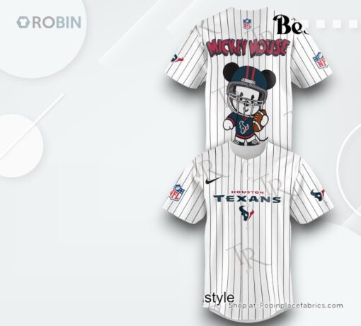 Special Mickey Mouse Design Houston Texans Baseball Jersey Shirt Style