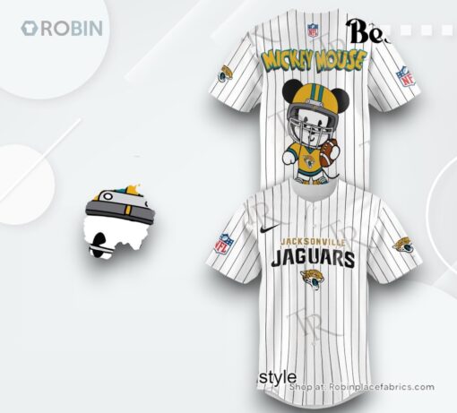 Special Mickey Mouse Design Jacksonville Jaguars Baseball Jersey Shirt Style