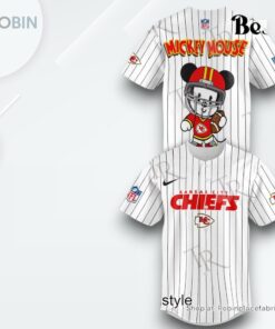 Special Mickey Mouse Design Kansas City Chiefs Baseball Jersey Shirt Style
