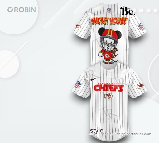Special Mickey Mouse Design Kansas City Chiefs Baseball Jersey Shirt Style