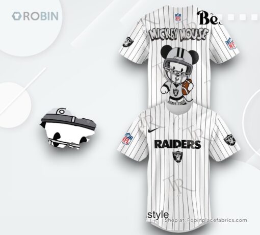 Special Mickey Mouse Design Las Vegas Raiders Baseball Jersey Shirt Style