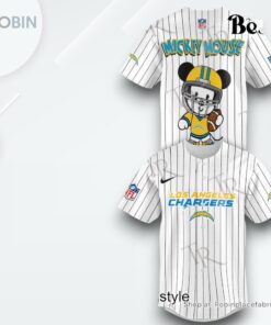 Special Mickey Mouse Design Los Angeles Chargers Baseball Jersey Shirt Style