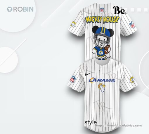 Special Mickey Mouse Design Los Angeles Rams Baseball Jersey Shirt Style