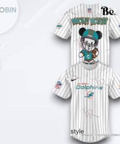 Special Mickey Mouse Design Miami Dolphins Baseball Jersey Shirt Style