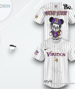 Special Mickey Mouse Design Minnesota Vikings Baseball Jersey Shirt Style
