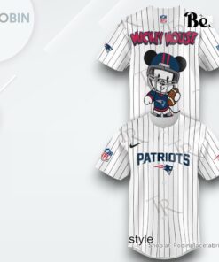 Special Mickey Mouse Design New England Patriots Baseball Jersey Shirt Style