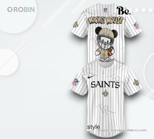 Special Mickey Mouse Design New Orleans Saints Baseball Jersey Shirt Style