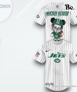 Special Mickey Mouse Design New York Jets Baseball Jersey Shirt Style