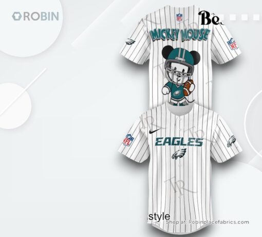 Special Mickey Mouse Design Philadelphia Eagles Baseball Jersey Shirt Style