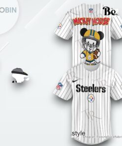 Special Mickey Mouse Design Pittsburgh Steelers Baseball Jersey Shirt Style