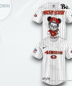 Special Mickey Mouse Design San Francisco 49ers Baseball Jersey Shirt Style