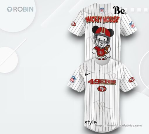Special Mickey Mouse Design San Francisco 49ers Baseball Jersey Shirt Style