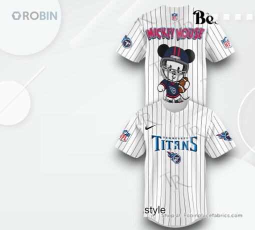 Special Mickey Mouse Design Tennessee Titans Baseball Jersey Shirt Style