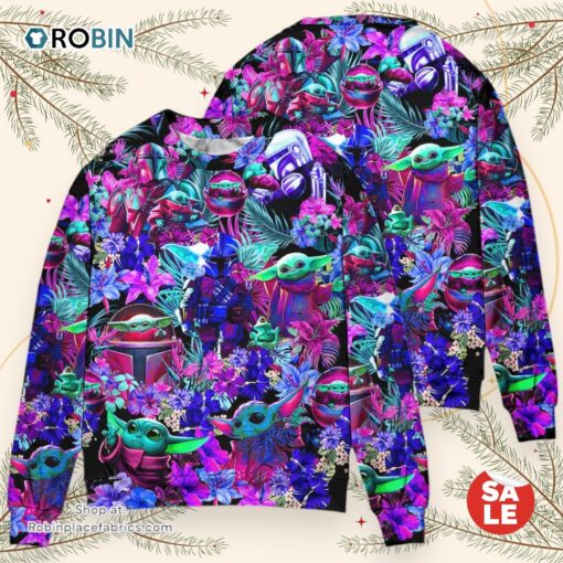 Special Star Wars Baby Yoda Synthwave Sweater, Star Wars Ugly Sweatshirt