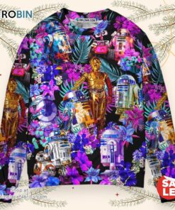Special Star Wars R2 D2 With Friends Synthwave Sweater, Star Wars Christmas Sweater, Star Wars Ugly Sweatshirt