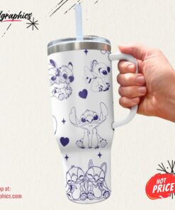 Stanley Cup Valentines Edition Dupe 40 Oz Tumbler X Stitch And Angel Disney