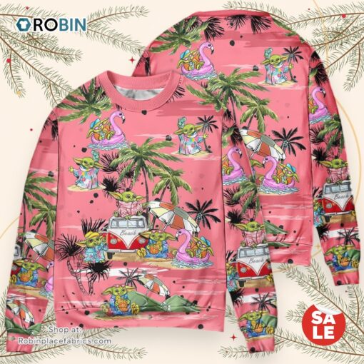 Star Wars Disney Baby Yoda Pink Sweater, Star Wars Christmas Sweater