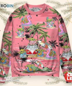 Star Wars Disney Baby Yoda Pink Sweater, Star Wars Christmas Sweater