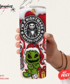 Starbucks Nightmare Before Christmas Cup Disney Jack And Sally Skellington Xmas Skinny Stainless Steel Tumbler Im A Nightmare Before Coffee