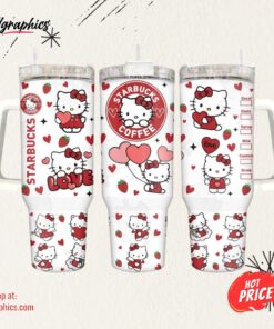 Starbucks Valentines Cups 2024 X Hello Kitty Sanrio 40Oz Stanley Tumbler Dupe The Melody Stainless Steel Tumbler 40 Oz With Handle Pink Valentines Day Gift For Couple