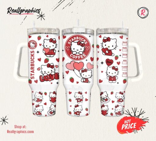 Starbucks Valentines Cups 2024 X Hello Kitty Sanrio 40Oz Stanley Tumbler Dupe The Melody Stainless Steel Tumbler 40 Oz With Handle Pink Valentines Day Gift For Couple