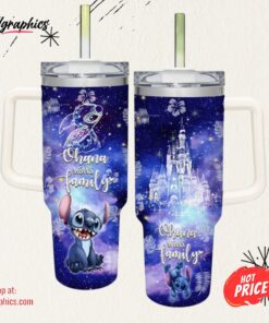 Stitch Castle Glitter Pattern 40oz Tumbler with Handle and Straw Lid