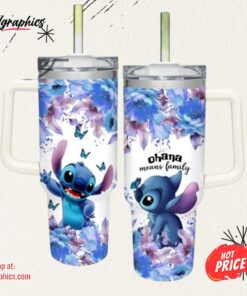 Stitch Flower Pattern 40Oz Tumbler With Handle