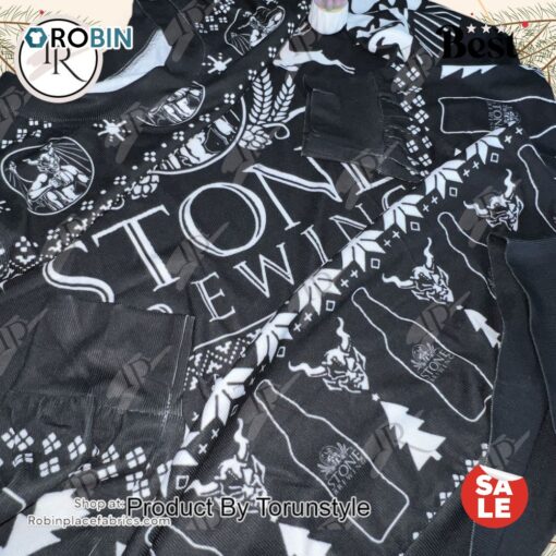 Stone Brewing Black and White Christmas Sweater   Craft Beer Holiday Apparel