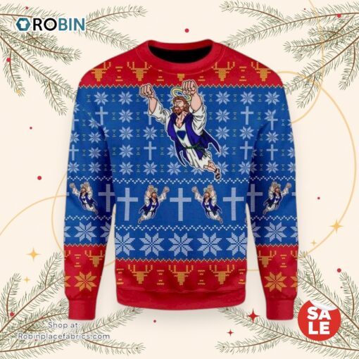 Super Jesus Ugly Christmas Sweater, Jesus Christmas Sweater