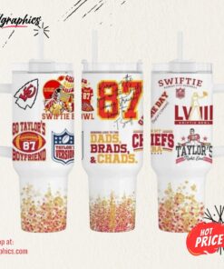 Taylor Chiefs 40oz Stainless Tumbler Swiftie Cup Football Super Bowl Champi0ns