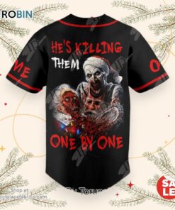 Terrifier Art The Clown He’s Killing Them One By One Custom Baseball Jersey