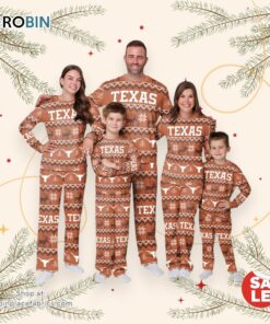 Texas Longhorns NCAA Patterns Essentials Christmas Holiday Family Matching Pajama Sets
