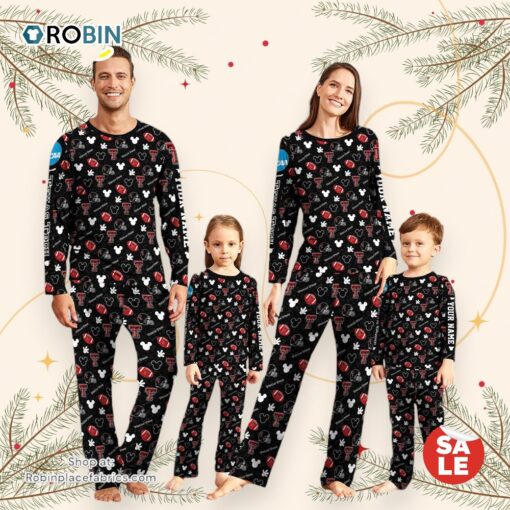 Texas Tech Red Raiders NCAA And Mickey  Mouse Pajamas Custom Your Name