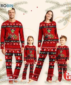 Texas Tech Red Raiders NCAA Custom Name Grinch Christmas And Sport Team Pajama Set