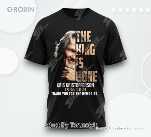 The King Is Gone Kris Kristofferson 1959 2024 Thank You For The Memories T Shirt   Black