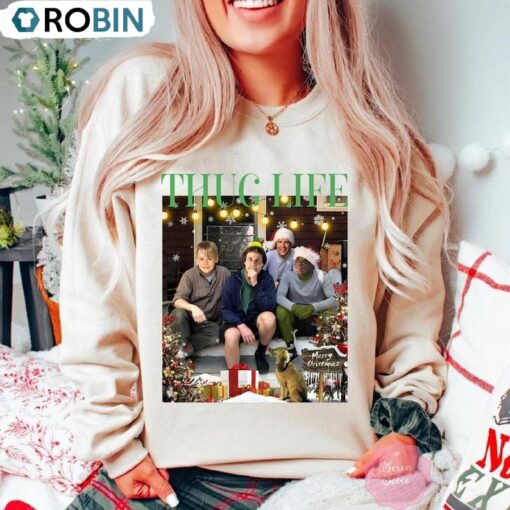 Thug Life Christmas Sweatshirt, Xmas Movie Friends Shirt, Long Sleeve Cotton, Hoodie
