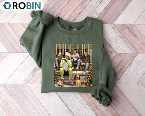 Thug Life Grinchmas Sweatshirt, Retro Movie Characters Sweatshirt